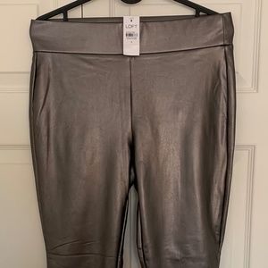 Loft Metallic Faux Leather Leggings in Small.